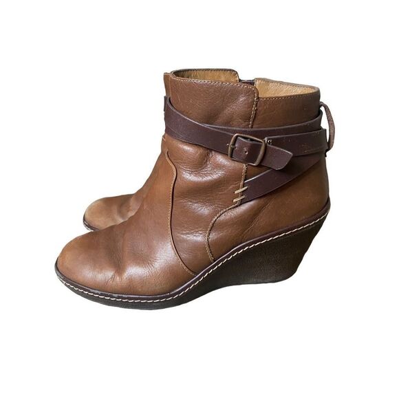 Sofft Leather Brown Wedge Booties - Picture 3 of 8